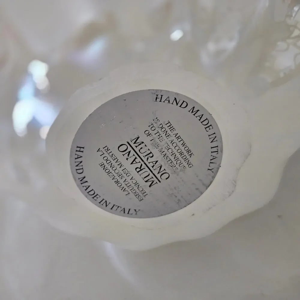 Murano White Crystal Italian‎ Vase Hand Made in Italy